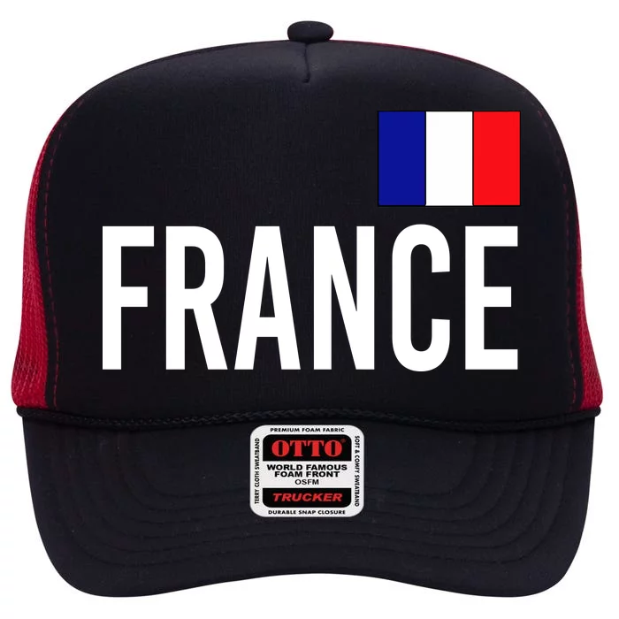 France Team Flag Logo High Crown Mesh Trucker Hat