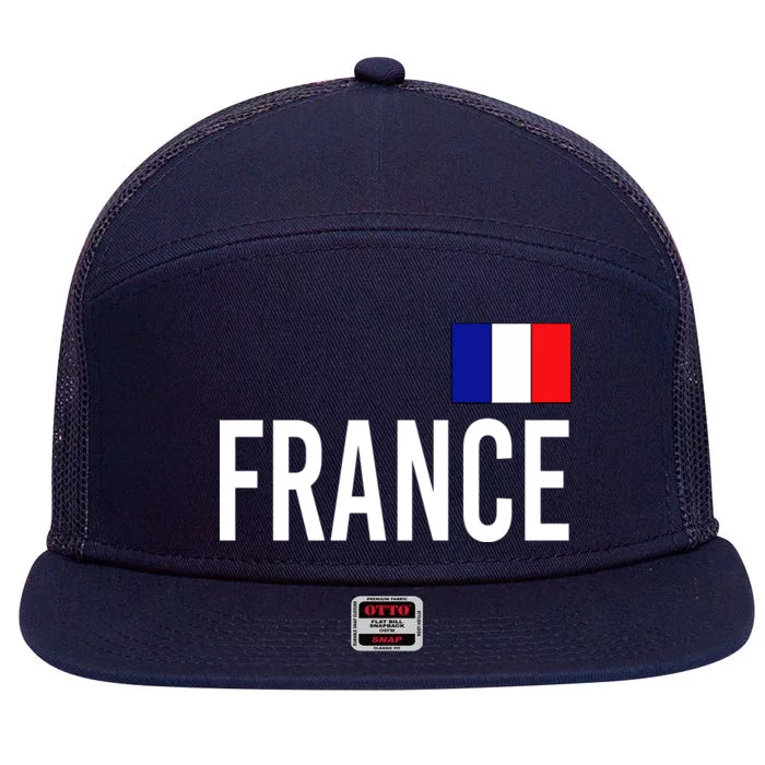 France Team Flag Logo 7 Panel Mesh Trucker Snapback Hat