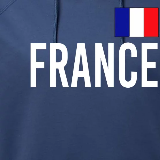 France Team Flag Logo Performance Fleece Hoodie