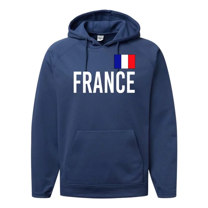 France Team Flag Logo Performance Fleece Hoodie