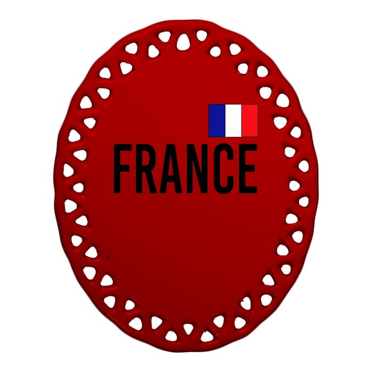 France Team Flag Logo Oval Ornament