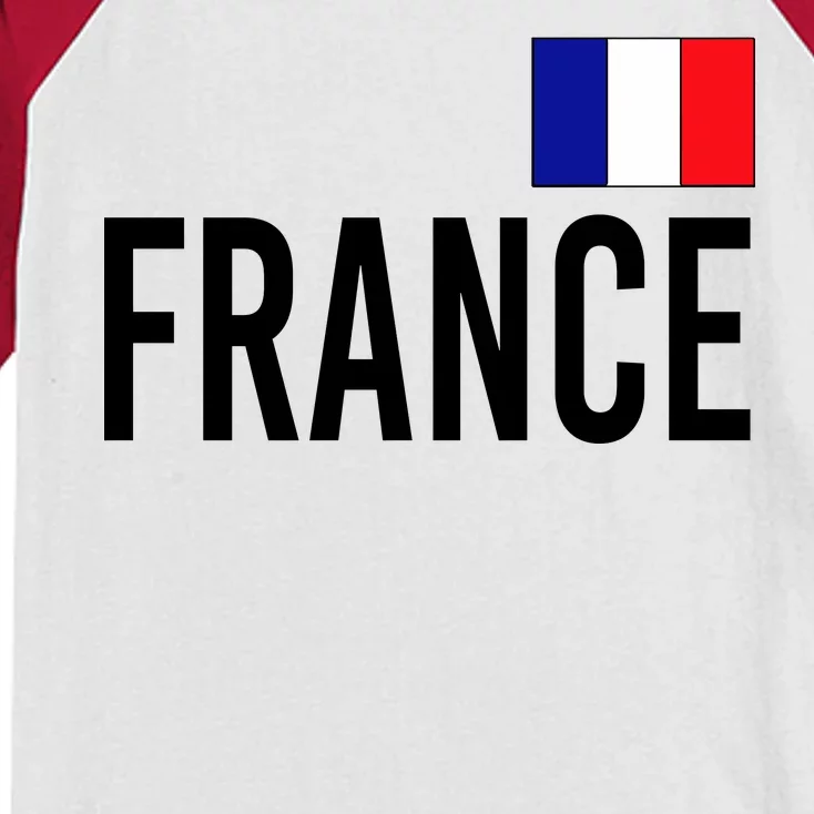 France Team Flag Logo Kids Colorblock Raglan Jersey