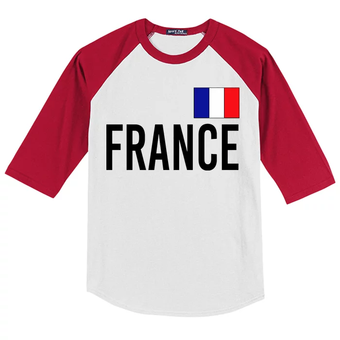 France Team Flag Logo Kids Colorblock Raglan Jersey