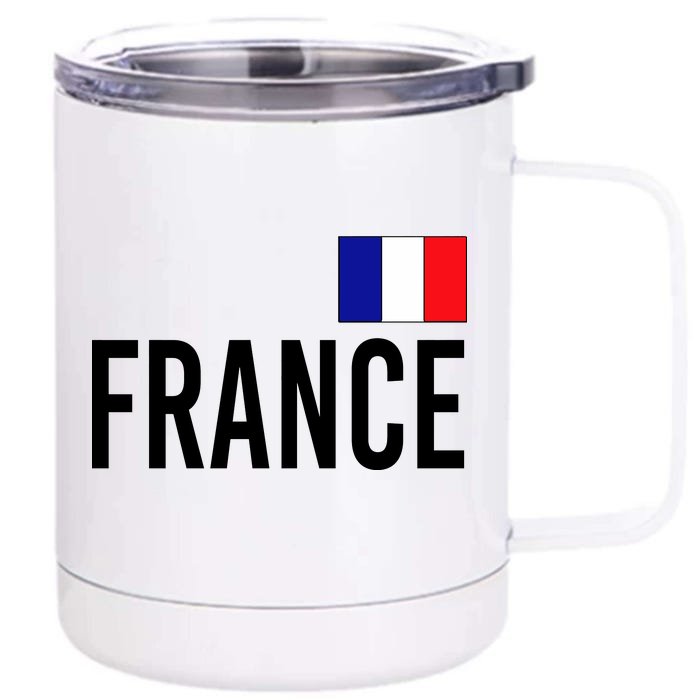 France Team Flag Logo Front & Back 12oz Stainless Steel Tumbler Cup