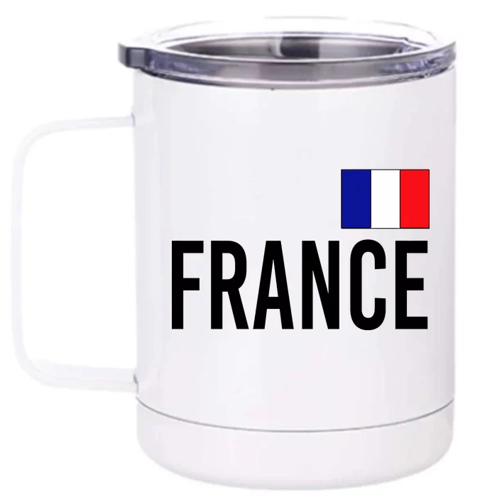 France Team Flag Logo Front & Back 12oz Stainless Steel Tumbler Cup