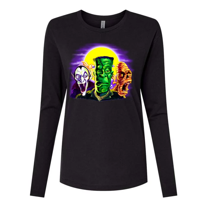 Frankenstein Halloween Monsters Womens Cotton Relaxed Long Sleeve T-Shirt