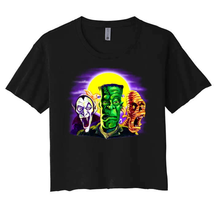 Frankenstein Halloween Monsters Women's Crop Top Tee