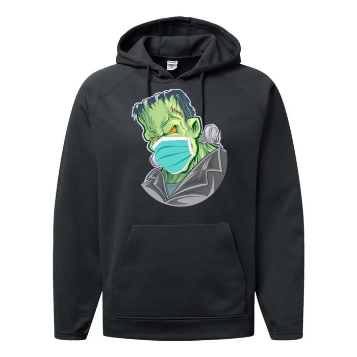 Frankenstein Pandemic Virus Mask Performance Fleece Hoodie