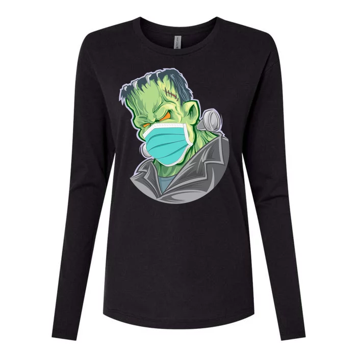 Frankenstein Pandemic Virus Mask Womens Cotton Relaxed Long Sleeve T-Shirt