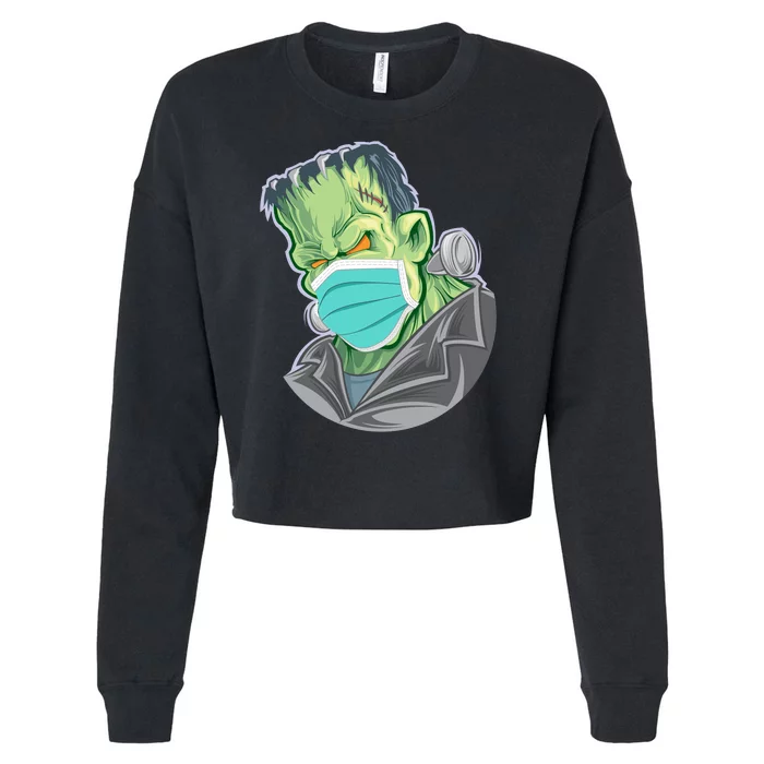 Frankenstein Pandemic Virus Mask Cropped Pullover Crew