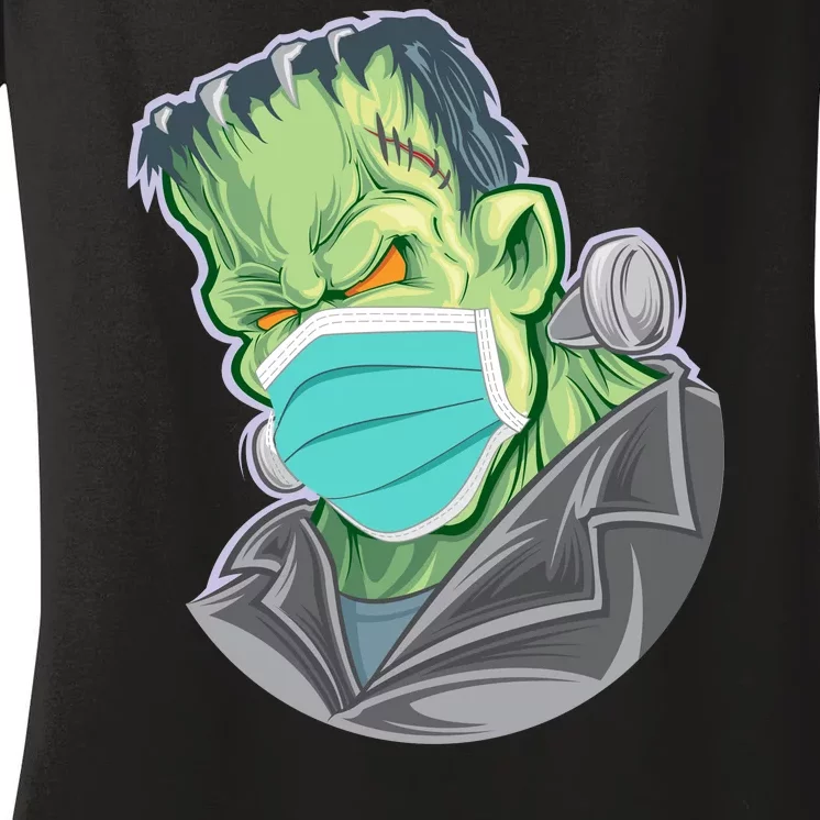 Frankenstein Pandemic Virus Mask Women's V-Neck T-Shirt