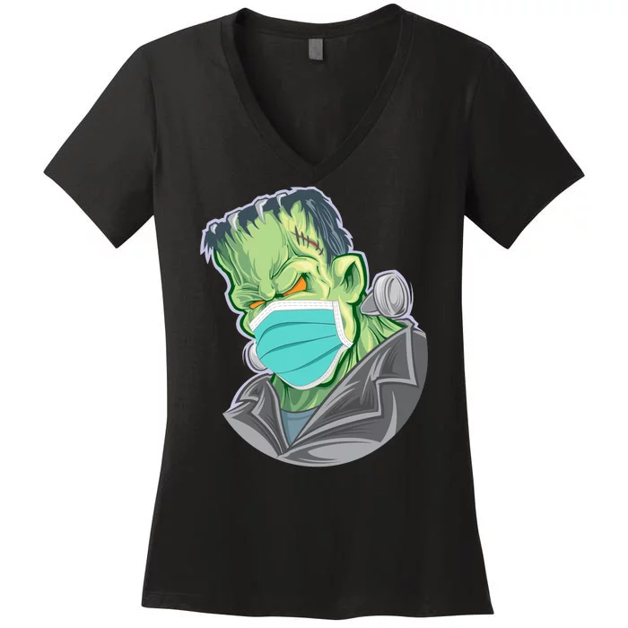 Frankenstein Pandemic Virus Mask Women's V-Neck T-Shirt