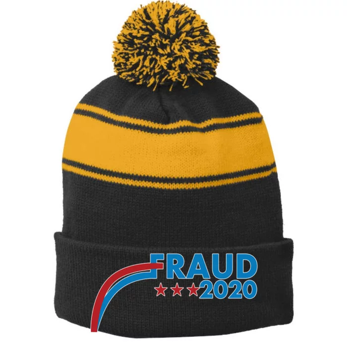 Fraud 2020 Election Pro Trump Stripe Pom Pom Beanie