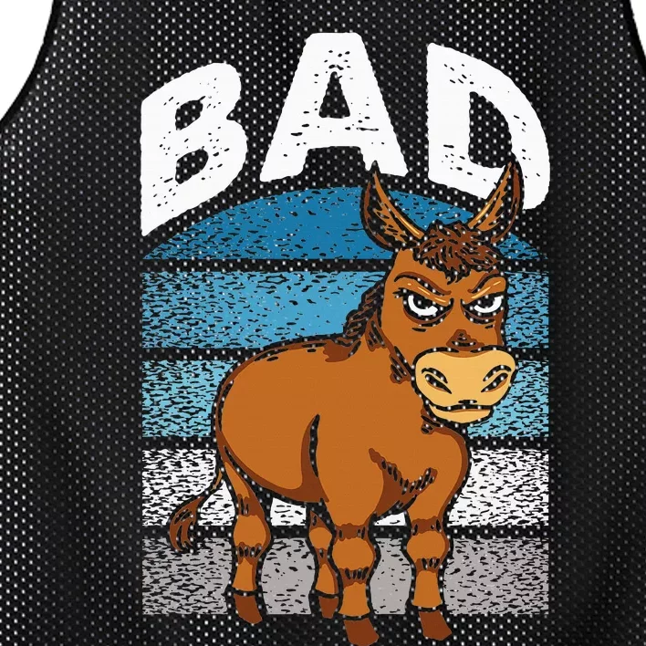 Funny Retro Bad Ass Angry Donkey Mesh Reversible Basketball Jersey Tank