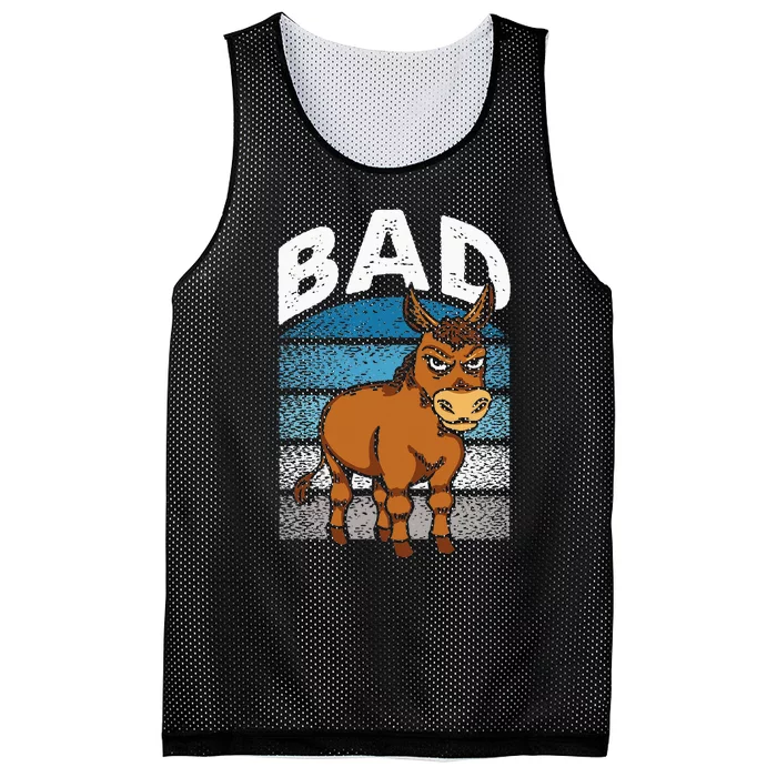 Funny Retro Bad Ass Angry Donkey Mesh Reversible Basketball Jersey Tank