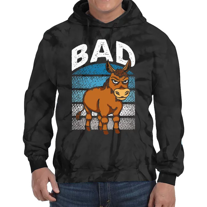 Funny Retro Bad Ass Angry Donkey Tie Dye Hoodie