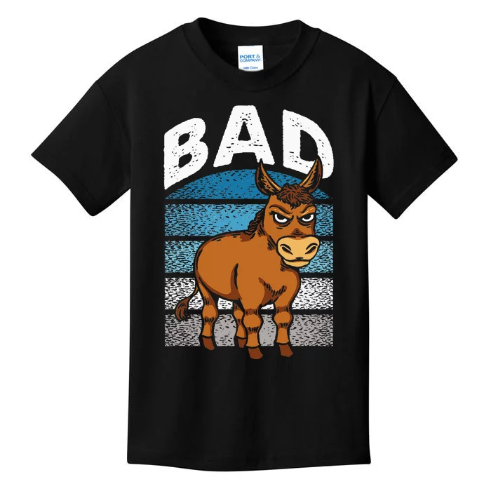 Funny Retro Bad Ass Angry Donkey Kids T-Shirt