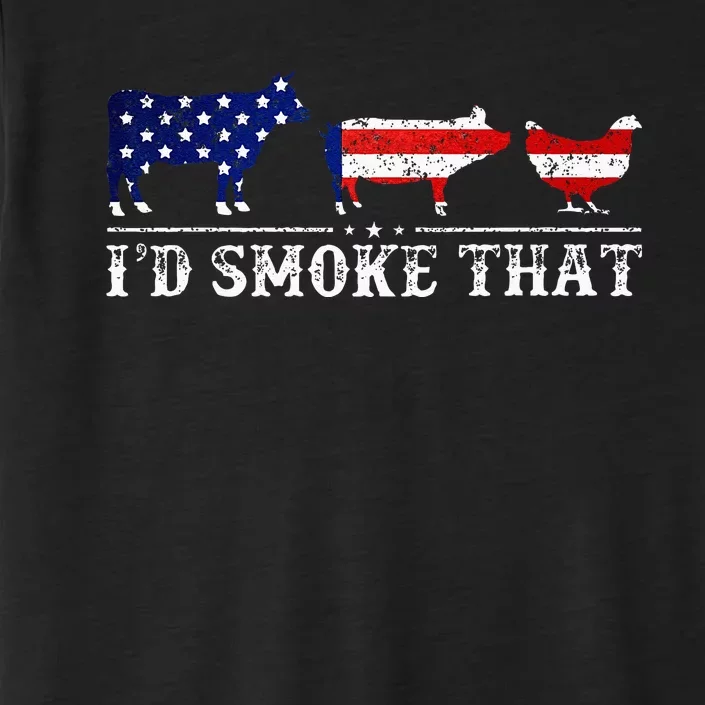 Funny Retro BBQ Party Grill Smoker Chef Dad Id Smoke That ChromaSoft Performance T-Shirt