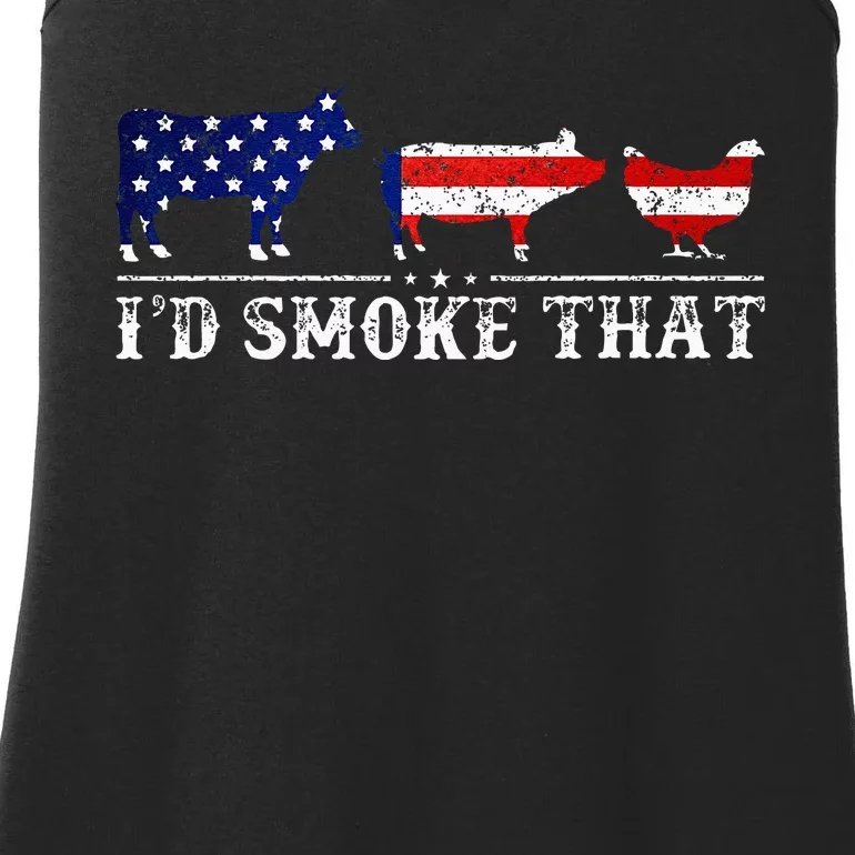 Funny Retro BBQ Party Grill Smoker Chef Dad Id Smoke That Ladies Essential Tank