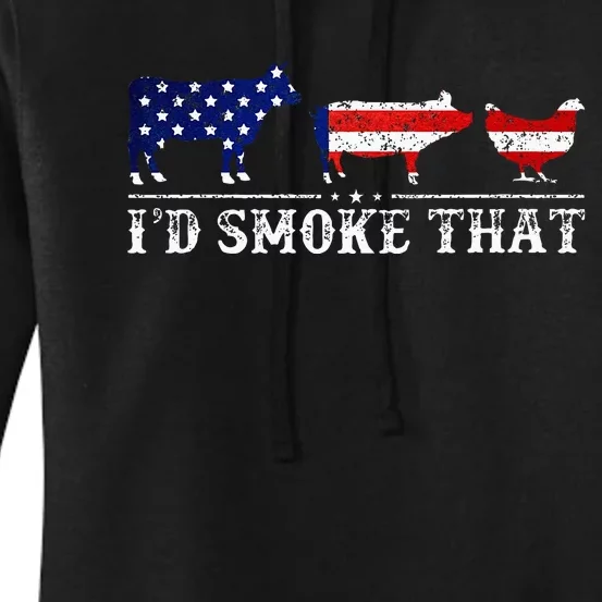 Funny Retro BBQ Party Grill Smoker Chef Dad Id Smoke That Women's Pullover Hoodie