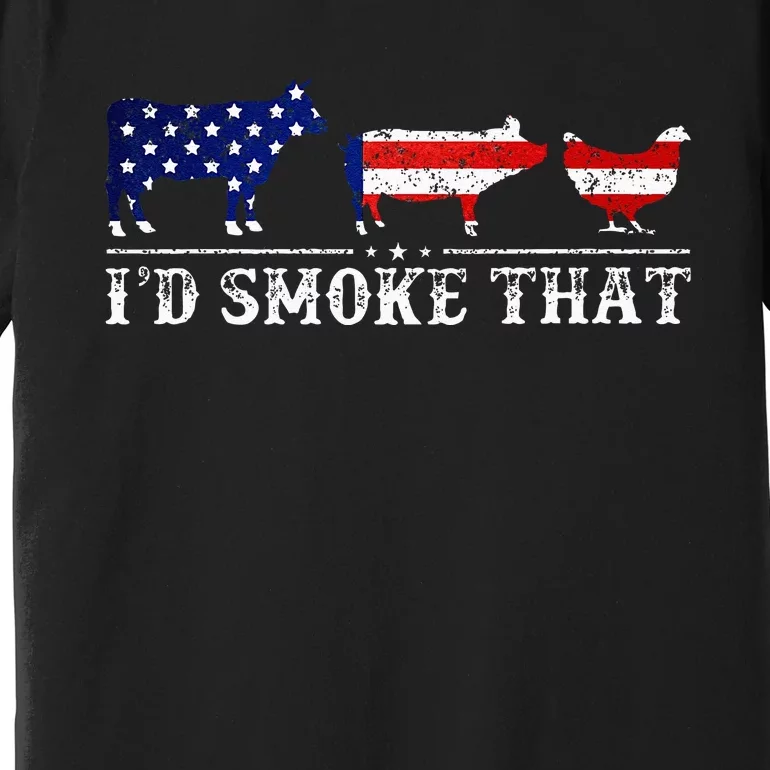 Funny Retro BBQ Party Grill Smoker Chef Dad Id Smoke That Premium T-Shirt