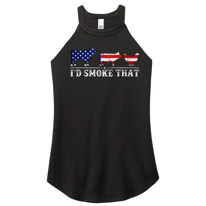 Funny Retro BBQ Party Grill Smoker Chef Dad Id Smoke That Women’s Perfect Tri Rocker Tank