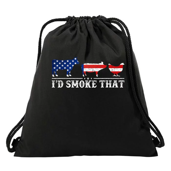 Funny Retro BBQ Party Grill Smoker Chef Dad Id Smoke That Drawstring Bag