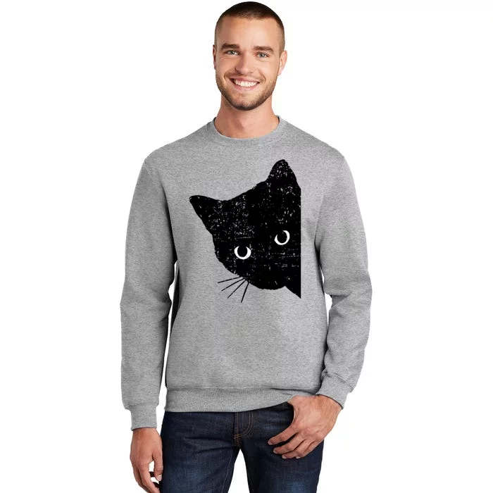 Funny Retro Black Cat Peeking Ew People Anti Social Cat Gift Sweatshirt