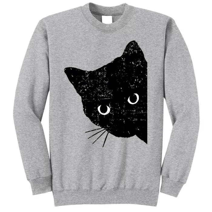 Funny Retro Black Cat Peeking Ew People Anti Social Cat Gift Sweatshirt