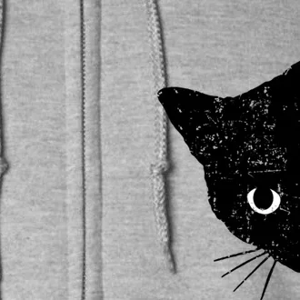 Funny Retro Black Cat Peeking Ew People Anti Social Cat Gift Full Zip Hoodie