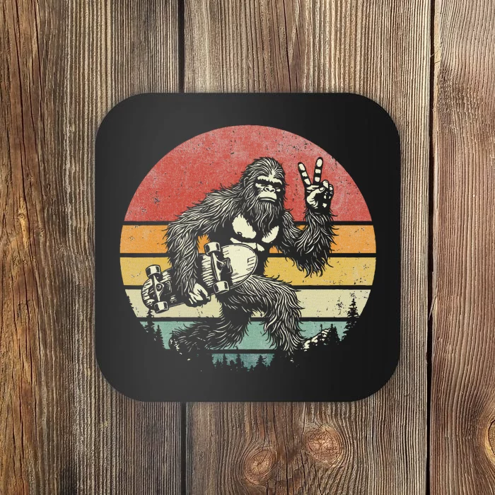 Funny Retro Bigfoot Skater Vintage Sasquatch Skateboarding Coaster