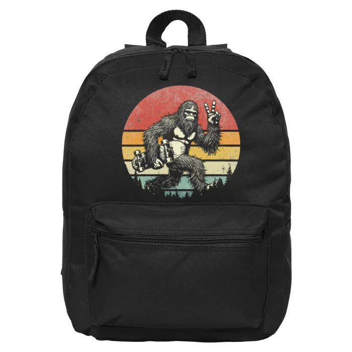 Funny Retro Bigfoot Skater Vintage Sasquatch Skateboarding 16 in Basic Backpack