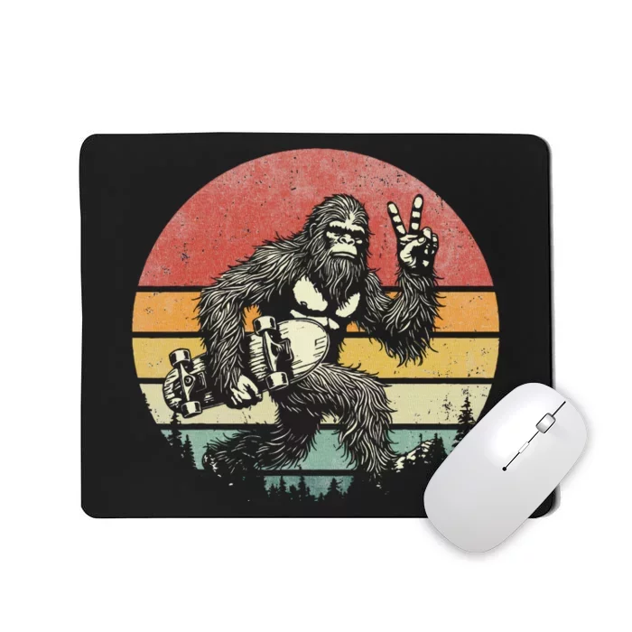 Funny Retro Bigfoot Skater Vintage Sasquatch Skateboarding Mousepad