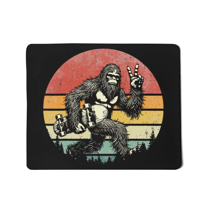 Funny Retro Bigfoot Skater Vintage Sasquatch Skateboarding Mousepad