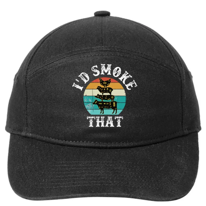 Funny Retro Bbq Party Smoker Chef Dad Gift ID Smoke That 7-Panel Snapback Hat