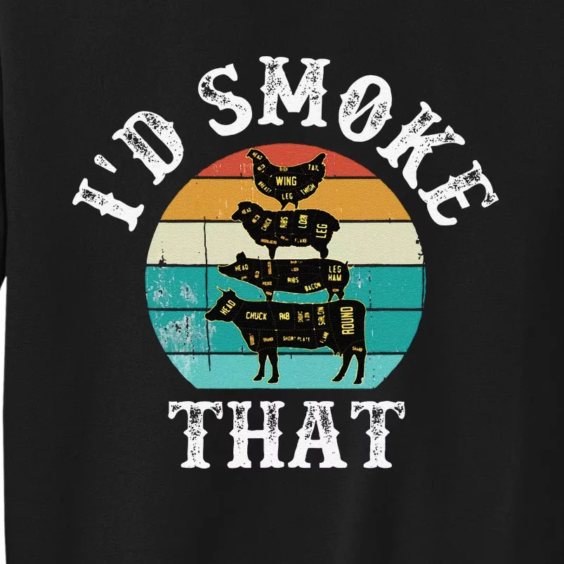 Funny Retro Bbq Party Smoker Chef Dad Gift ID Smoke That Tall Sweatshirt