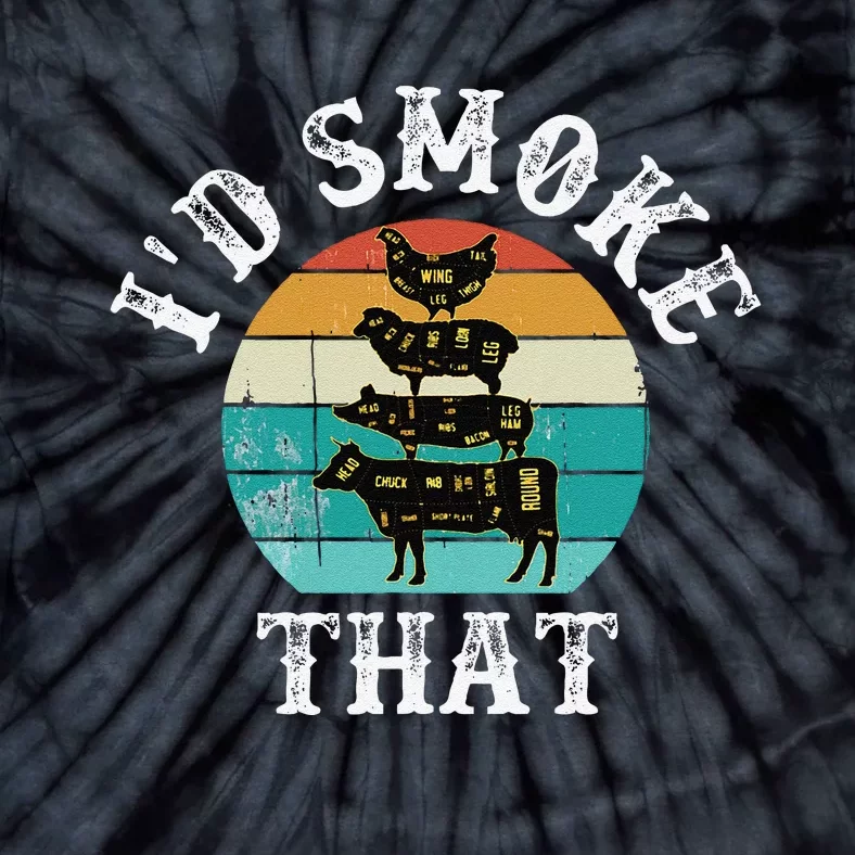 Funny Retro Bbq Party Smoker Chef Dad Gift ID Smoke That Tie-Dye T-Shirt