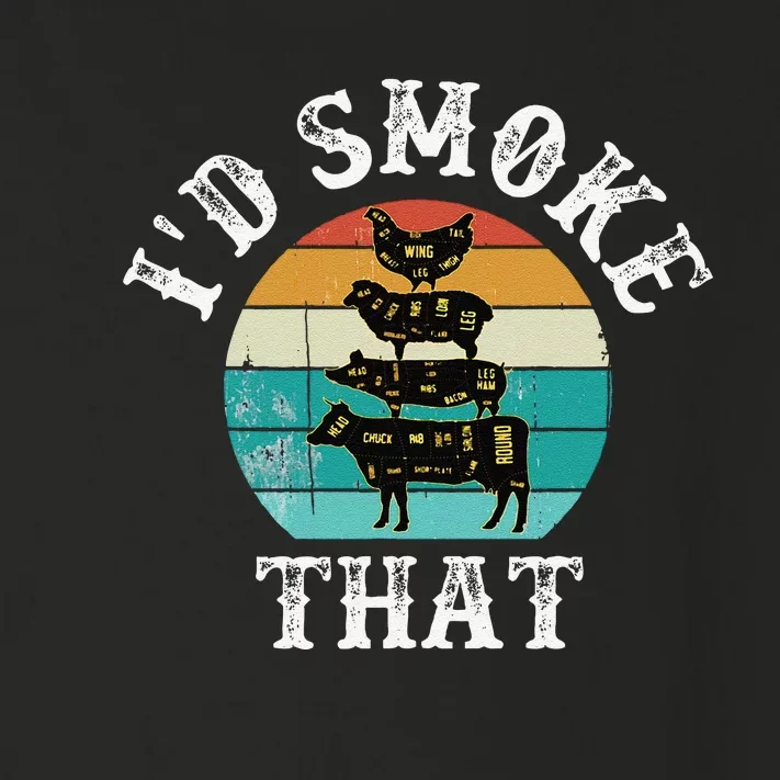 Funny Retro Bbq Party Smoker Chef Dad Gift ID Smoke That Toddler Long Sleeve Shirt