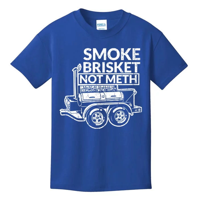 Funny Retro Bbq Smoking Meat Lover Gift Smoke Brisket Not Meth Funny Gift Kids T-Shirt