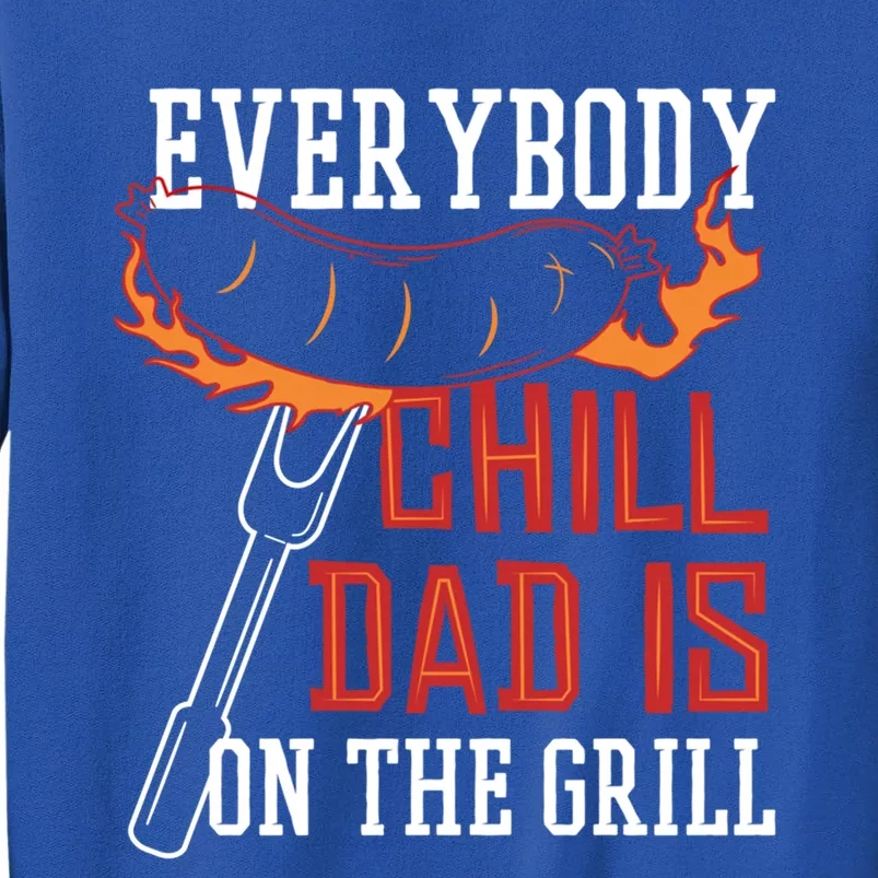 Funny Retro Bbq Party Grill Smoker Chef Dad Everybody Chill Gift Tall Sweatshirt