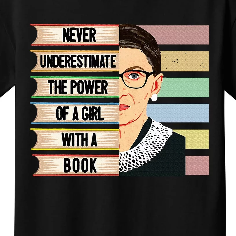 Feminist Ruth Bader Ginsburg Rbg Quote Girl With Book Women Kids T-Shirt