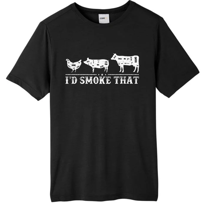 Funny Retro BBQ Party Smoker Chef Dad Gifts I'd Smoke That ChromaSoft Performance T-Shirt