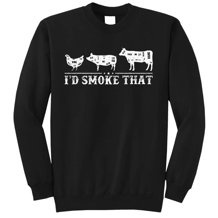 Funny Retro BBQ Party Smoker Chef Dad Gifts I'd Smoke That Tall Sweatshirt