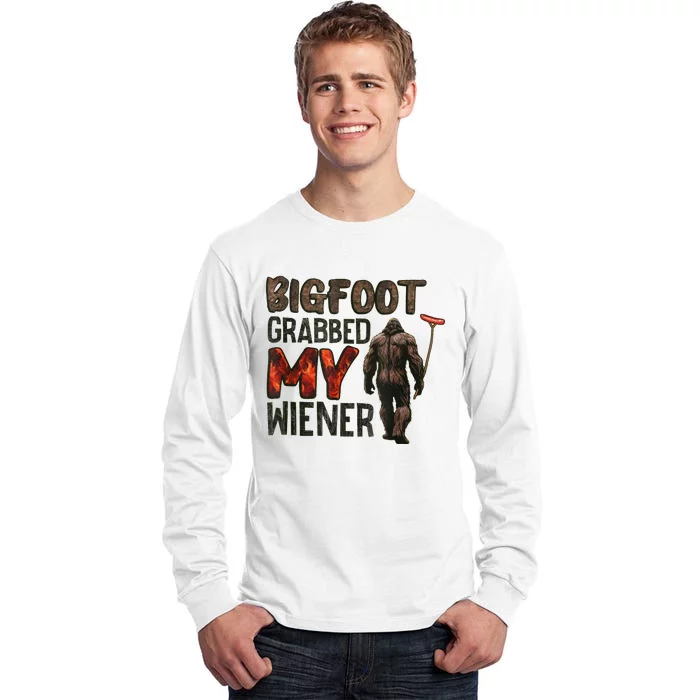 Funny Retro Bigfoot Bigfoot Grabbed My Wiener Tall Long Sleeve T-Shirt