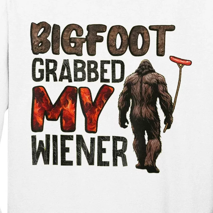 Funny Retro Bigfoot Bigfoot Grabbed My Wiener Tall Long Sleeve T-Shirt