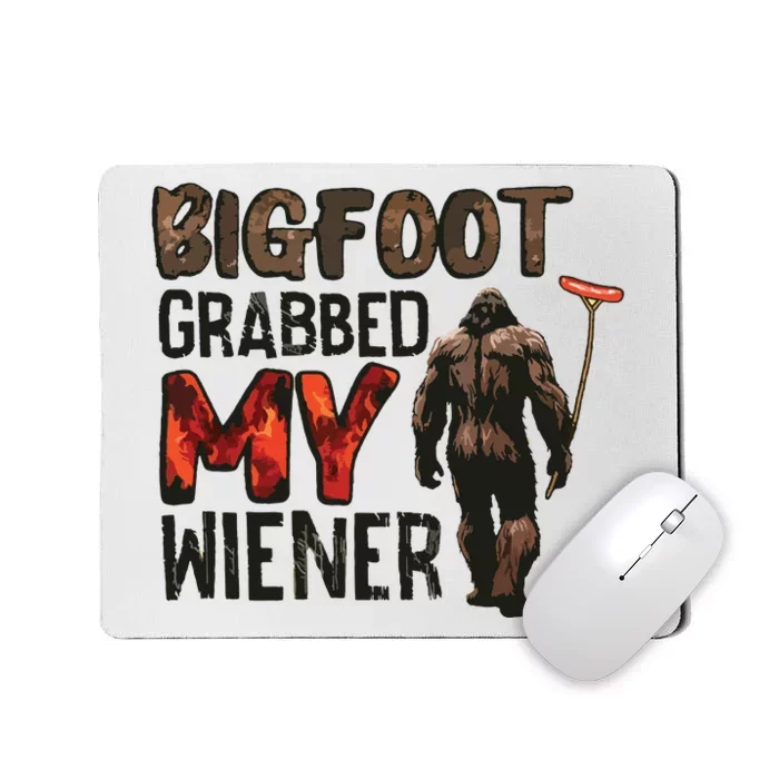 Funny Retro Bigfoot Bigfoot Grabbed My Wiener Design Mousepad