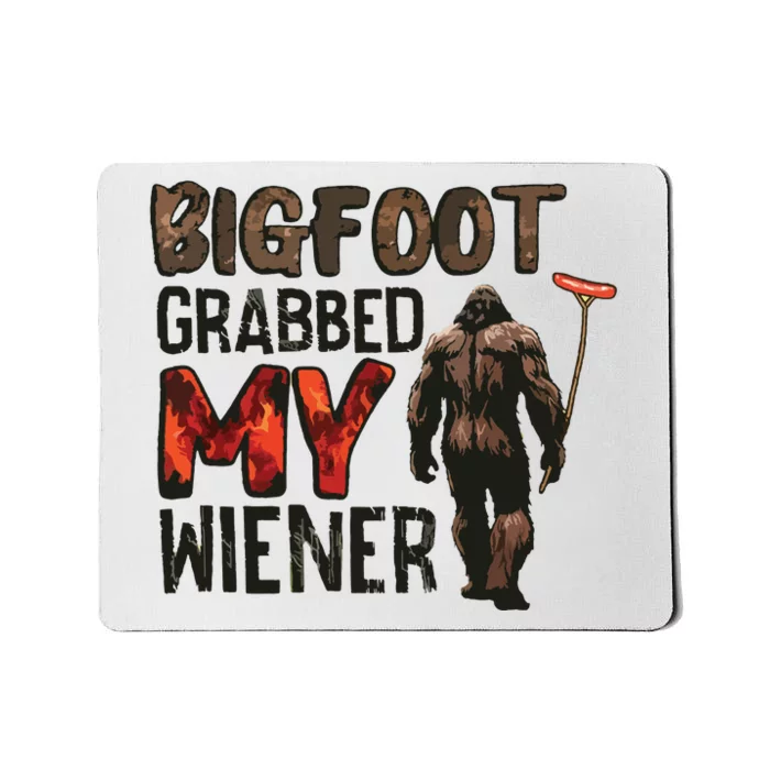 Funny Retro Bigfoot Bigfoot Grabbed My Wiener Design Mousepad