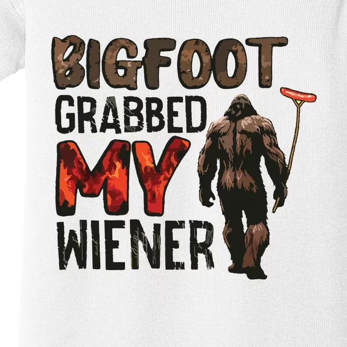 Funny Retro Bigfoot Bigfoot Grabbed My Wiener Design Baby Bodysuit