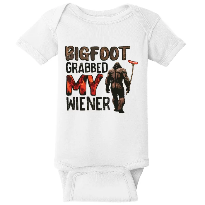 Funny Retro Bigfoot Bigfoot Grabbed My Wiener Design Baby Bodysuit