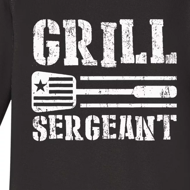 Funny Retro BBQ Grill Meat Lover GRILL SERGEANT Baby Long Sleeve Bodysuit